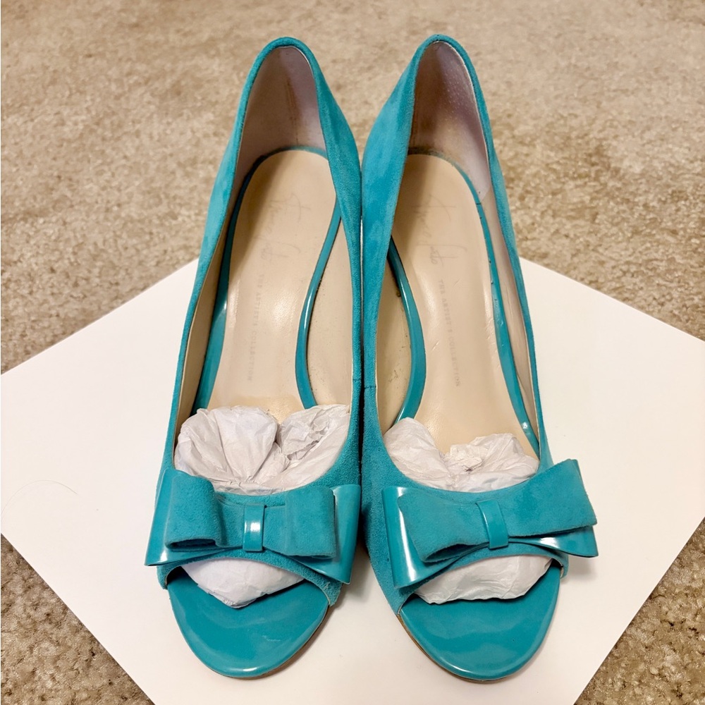 Franco Sarto Teal Peep-Toe wedge